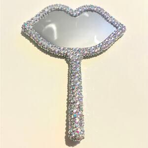 AB Crystal Lip Handheld Mirror: Bedazzled Glam Mirror